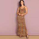 Shein Open Back Split Side Leopard Cami Dress
