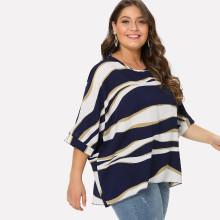 Shein Plus Striped Print Top