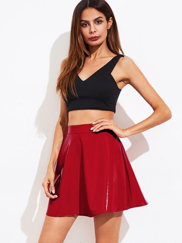 Shein Flared Faux Patent Skirt