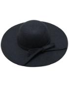 Shein Black Bow Embellished Round Crown Floppy Hat
