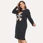 Shein Plus Bear Print Polka Dot Night Dress