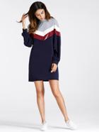 Shein Pu Striped Panel Sweatshirt Dress