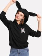 Shein Embroidered Rabbit Ear Hoodie