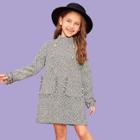 Shein Girls Double Button Raw Hem Tweed Dress