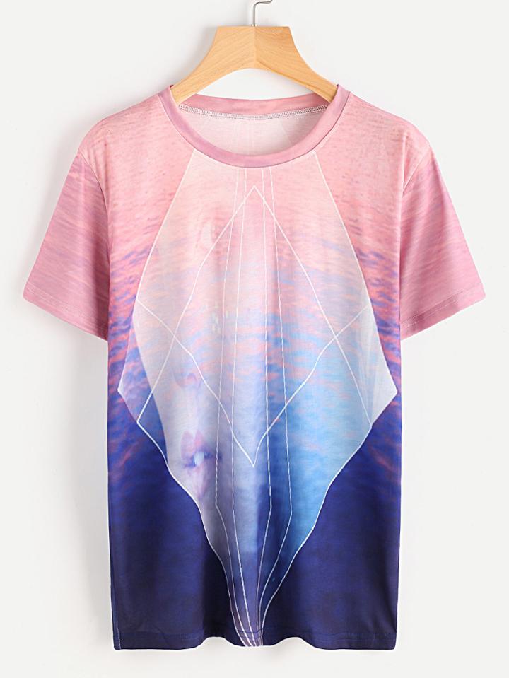 Shein Ombre Printed Tee