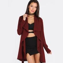 Shein Lapel Tie Long Sleeve Outerwear