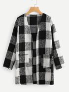 Shein Check Plaid Tweed Coat