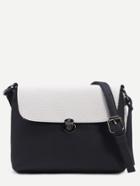 Shein Black Tassel Trim Contrast Flap Pebbled Crossbody Bag