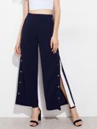 Shein Snap Button Contrast Panel Side Pants