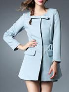 Shein Blue Bowknot Long Sleeve Coat