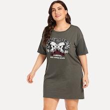 Shein Plus Short Sleeve Longline Graphic Tee