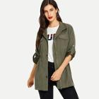 Shein Ruched Split Roll Up Sleeve Outerwear