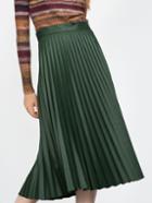 Shein Green Pleated Pu Long Skirt