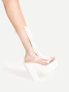 Shein Clear Design Lace Up Platform Block Heels