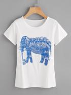 Shein Ornate Elephant T-shirt