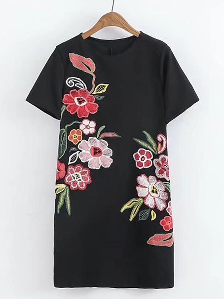 Shein Flower Embroidery Sheath Dress