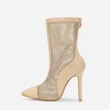 Shein Contrast Net Back Zipper Pumps