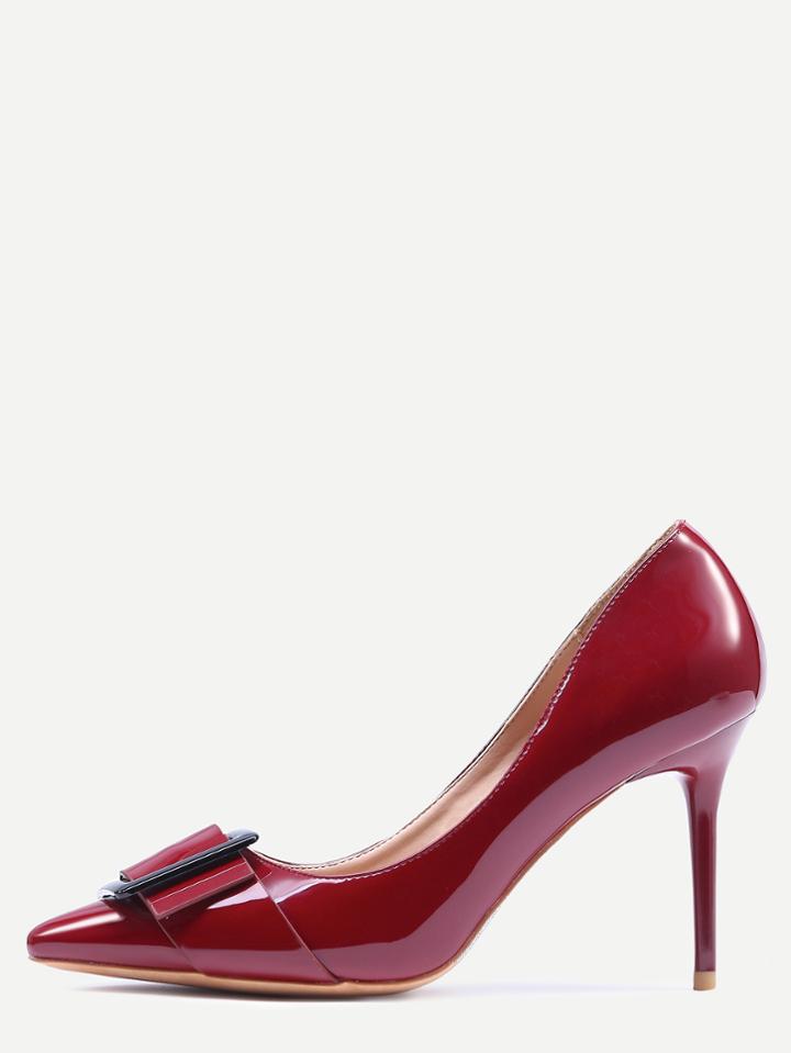 Shein Burgundy Buckle Pointed Toe Pumps