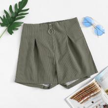 Shein Ring Zipper Front Striped Shorts