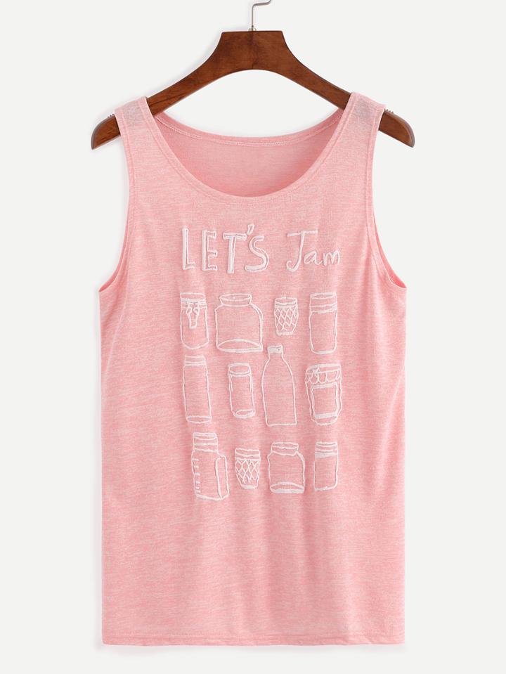 Shein Jar Print Tank Top - Pink