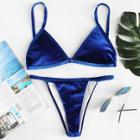 Shein Adjustable Strap Triangle Velvet Bikini Set