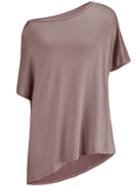 Shein Khaki Oblique Shoulder Asymmetrical T-shirt