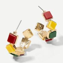 Shein Color-block Square Open Hoop Earrings