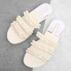 Shein Faux Pearl Detail Three Strap Sandals