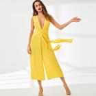 Shein Deep V Neck Knot Front Jumpsuit