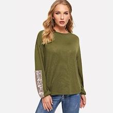 Shein Drop Shoulder Contrast Sequin Tee