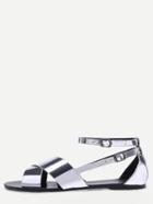 Shein Metallic Faux Leather Crisscross Sandals - Silver