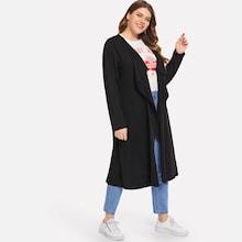 Shein Plus Drape Collar Longline Coat