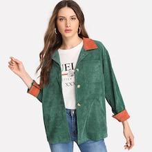 Shein Corduroy Single Breasted Collar Jacket