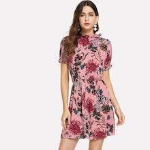 Shein Ruffle Neck Floral Dress