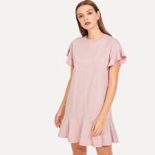 Shein Ruffle Sleeve And Ruffle Hem Dress