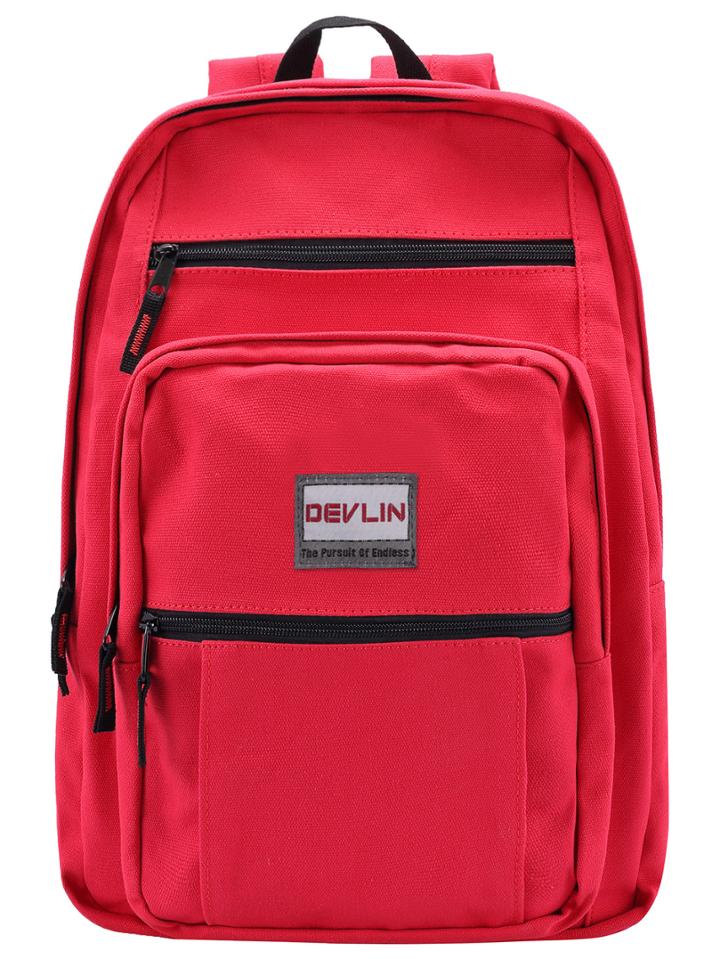 Shein Red Classical Zipper Canvas Backpack
