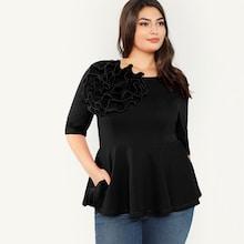 Shein Plus Flower Applique Peplum Top