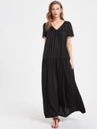 Shein V Neckline Pom Pom Full Length Dress