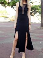 Shein Open Back Sheer Mesh Split Dress