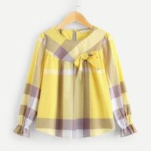 Shein Girls Bow Embellished Keyhole Back Top