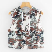 Shein Camo Drawstring Hooded Top