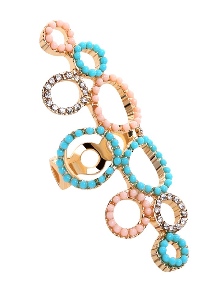 Shein Multicolor Rhinestone Beaded Hollow Out Ring