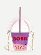 Shein Pink Letter Print Cup Shaped Cute Crossbody Bag