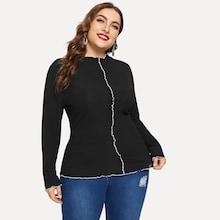 Shein Plus Contrast Tipping Trim Fitted Tee