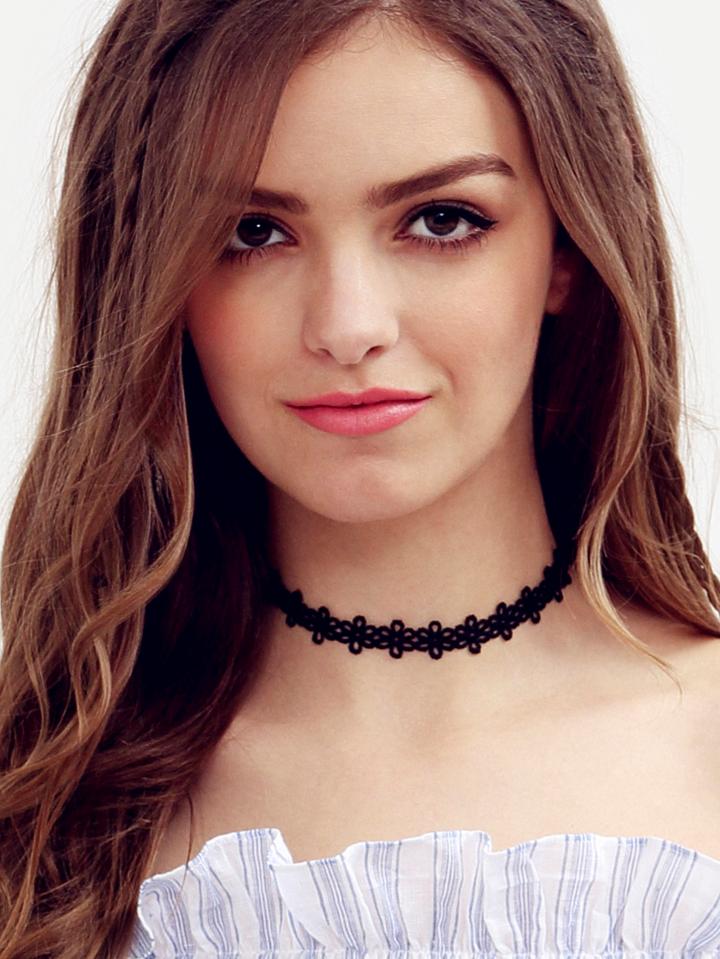 Shein Black Hollow Lace Choker