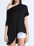 Shein Black Half Sleeve Batwing Loose T-shirt