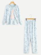 Shein Rabbit Print Pullover Pajama Set