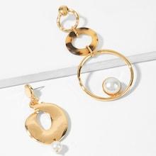 Shein Layered Circle Mismatched Drop Earrings
