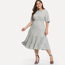 Shein Plus Ruffle Hem Pleated Dress