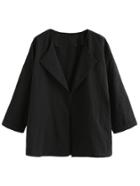 Shein Black Drop Shoulder Cuffed Coat